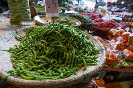 Green chilli In the vegetable market