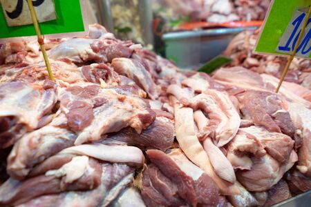 raw meat in a Local butcher shopの写真素材