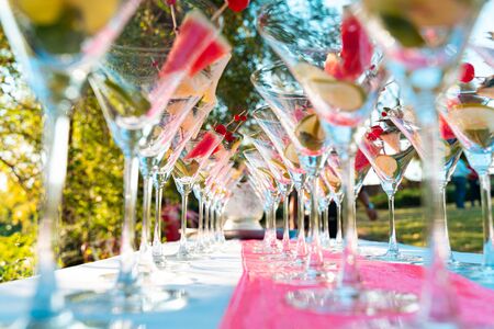 Many cocktail And fruits to decorate For party at weddings or other gatheringsの写真素材