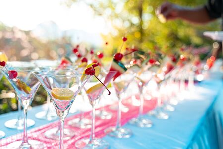 Many cocktail And fruits to decorate For party at weddings or other gatheringsの写真素材