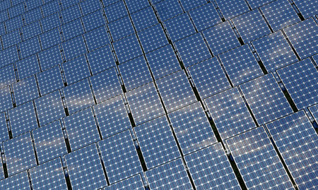 top down view of Solar Panels farm or solar call farm concept of eco and green energy .3d rendering