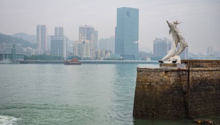 landmark Baiji sculpture in Gulangyu island のeditorial素材