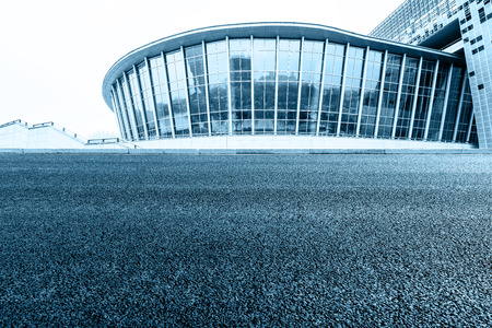 Asphalt pavement and modern architectureのeditorial素材