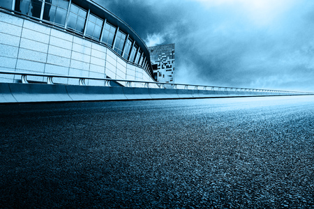 Asphalt pavement and modern architectureのeditorial素材