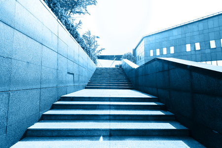 A step on both sides of the building channel with a wallのeditorial素材