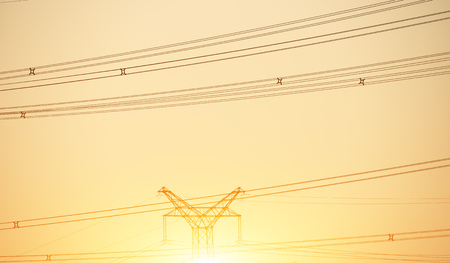 Transmission high voltage wire towerの写真素材