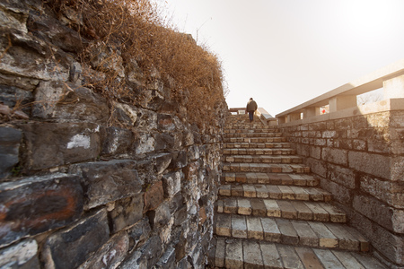 people walking on the staircasesの写真素材