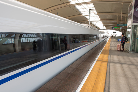 high speed railway station and trainのeditorial素材