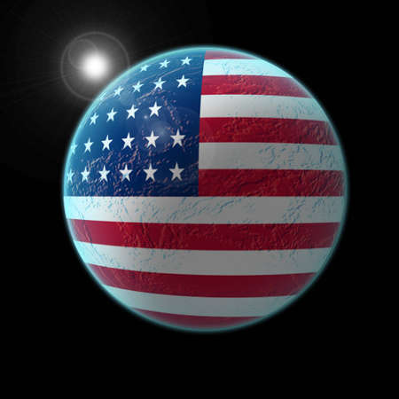 Americal flag covering the earthの写真素材