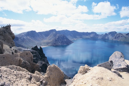 Lake and hillsの写真素材