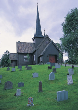 The church and tombsの写真素材