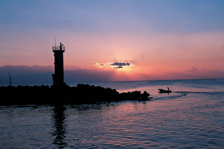 Seascape in sunsetの写真素材