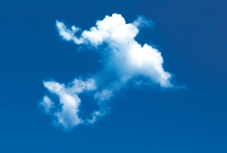 Cumulous clouds with deep blue sky の写真素材