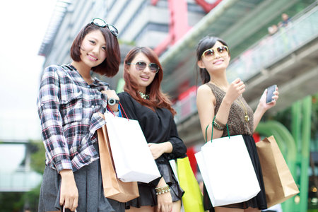 shopping girlsの写真素材