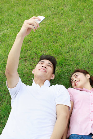 Asian young coupleの写真素材