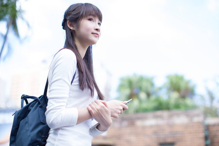 Young woman at schoolの写真素材