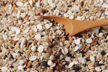 Oatmeal and spoonの写真素材