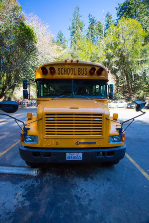 Front view of a school busのeditorial素材