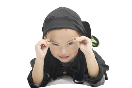 Little child lying on frontの写真素材