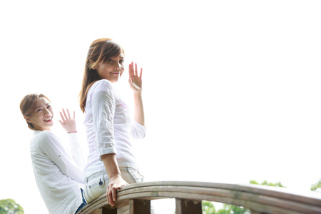 Two Asian young girlsの写真素材