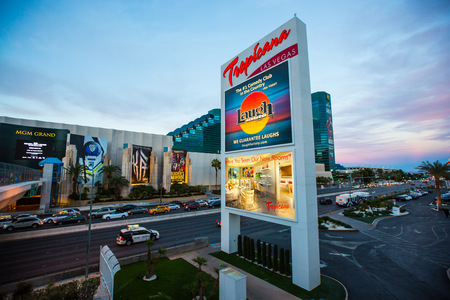 Landscape view of Las Vegas cityscape at nightのeditorial素材