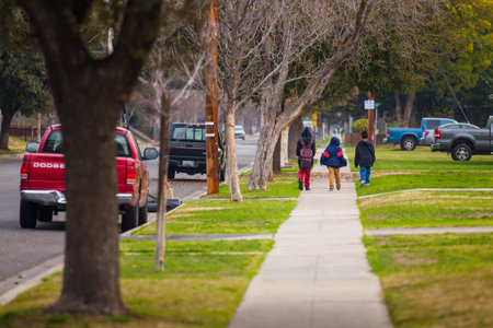 Landscape view of Fresno street, California during day timeのeditorial素材