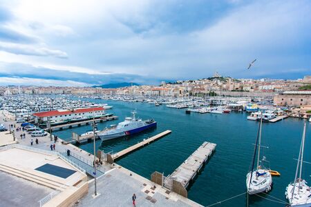 Marseilles port view, Franceのeditorial素材