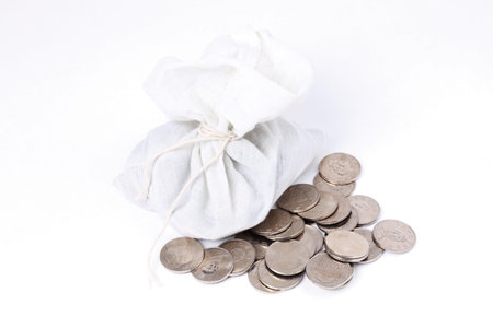 Coins on white backgroundの写真素材