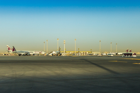 Doha International Airport Parking Apronのeditorial素材