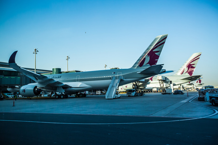 Doha International Airport Parking Apronのeditorial素材