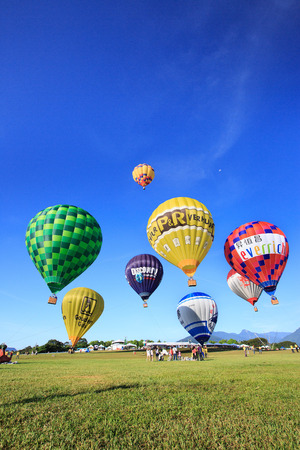 Hot air balloon under the clear blue skyのeditorial素材