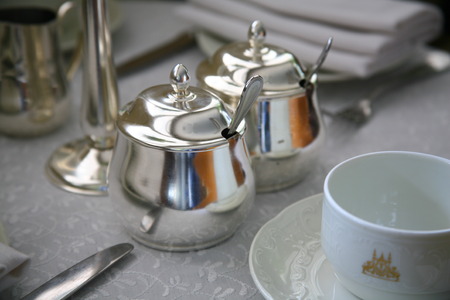 tea set at Raffles Grandd Hotelのeditorial素材