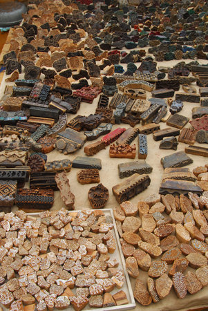 Close up view of souvenir selling at a street in India