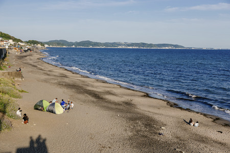 Enoden beach view at Japanのeditorial素材