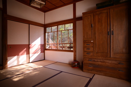 Interior view of a Japanese style bedroomのeditorial素材