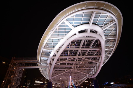 Exterior landscape view of a structural building during night timeのeditorial素材