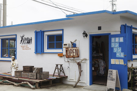 Exterior view of a shop in Japanのeditorial素材