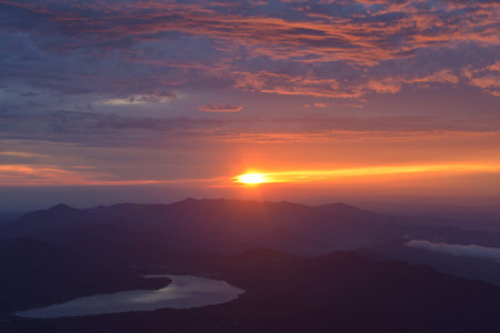 Sunrise view from Mount Fujiの写真素材