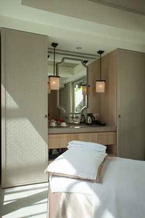 bedroom of hotel at pingtungのeditorial素材