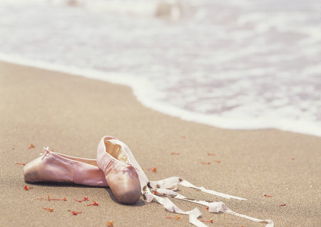 ballet shoes on beach