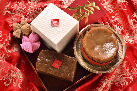 High angle shot of Chinese New Year glutinous rice cake China