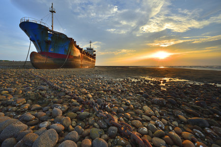old ship on beach