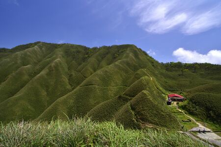High angle shot of Marian hiking trail Jiaoxiの写真素材