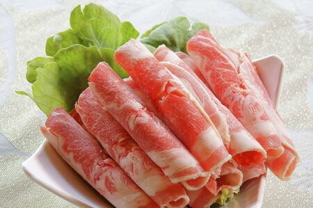 Food portrait of pork slicesの写真素材