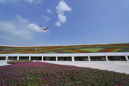 Side shot of the flower carpet in 2010 Taipei International Flora Expositionのeditorial素材