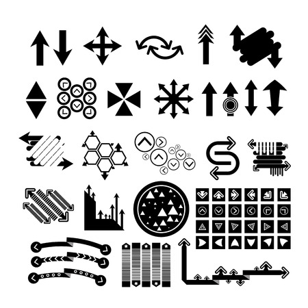 Arrow icons set collections. black symbols on white backgroundのイラスト素材