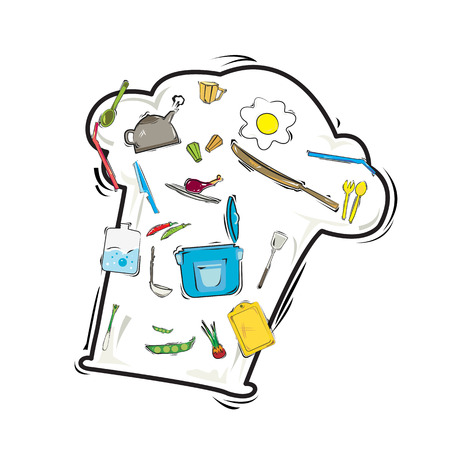 vectors set Kitchen  tool and food icons on white backgroundのイラスト素材