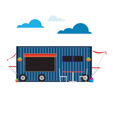 vectors Fast food trolley on a colored background on white backgroundのイラスト素材