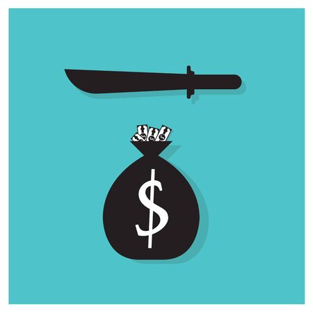 Business vector illustration of a beautiful black icon theft money isolated in a modern style with a reflection effect depicting a criminalのイラスト素材