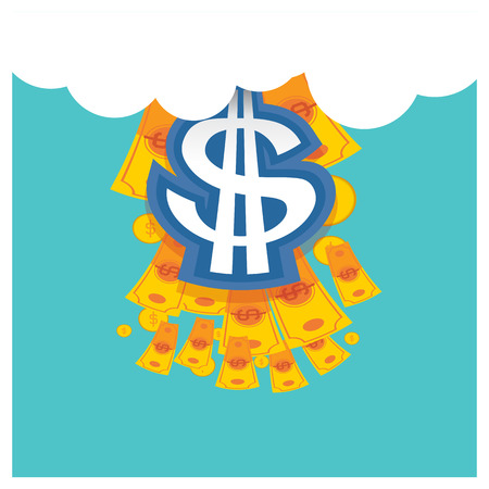 Business vector Silver dollar on a beautiful sky blue backのイラスト素材